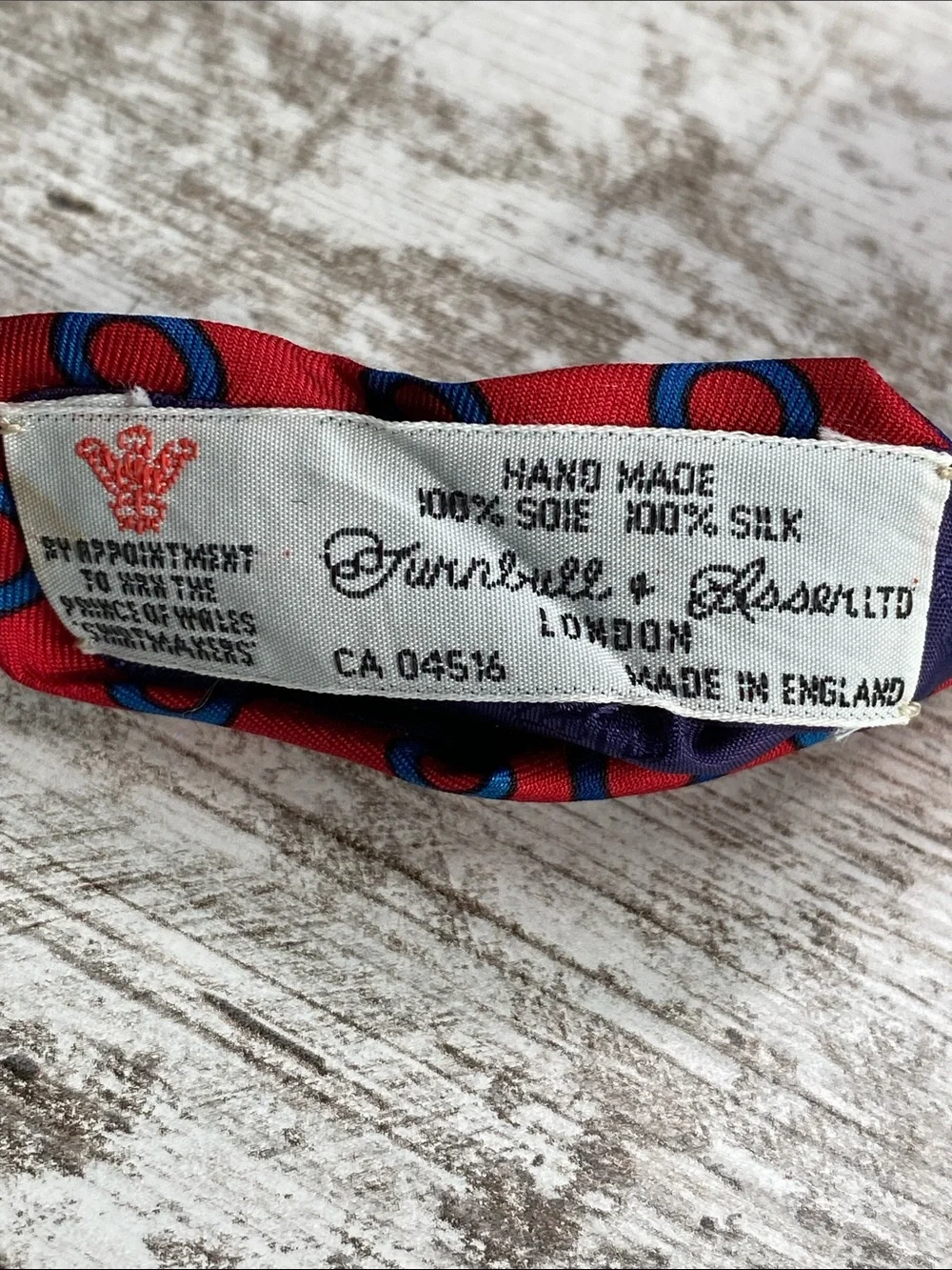 Turnbull & Asser Vintage 100% Silk Tie Red Blue Geometric Oval Extra Long 59”